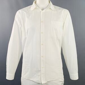 MERZ B. SCHWANEN Size XL White Cotton One Pocket Relaxed Fit Long Sleeve Shirt